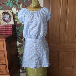 2 Peice Floral Daisy Skirt and Top Set